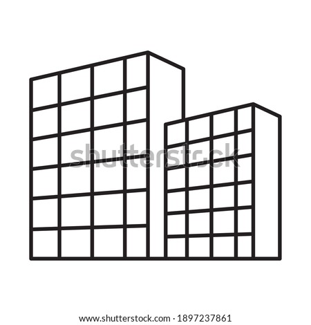 office building icon over white background, line style, vector illustration