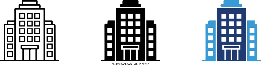 Office building icon representing business, corporate company and commercial real estate. Stock vector.