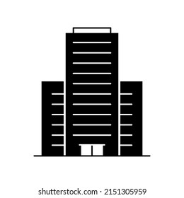 Office building icon set black and white business finance vector illustration. Isolated on white background