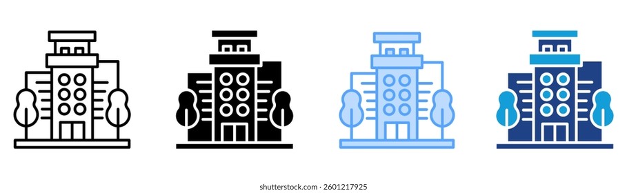 Office Building Icon Set Multiple Style Collection