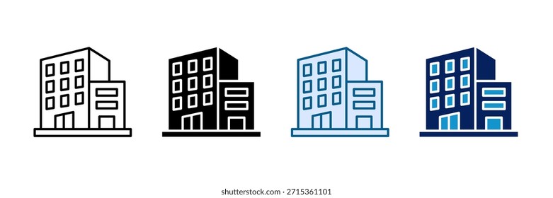 Conjunto de iconos de edificios de oficinas Colección de estilo múltiple
