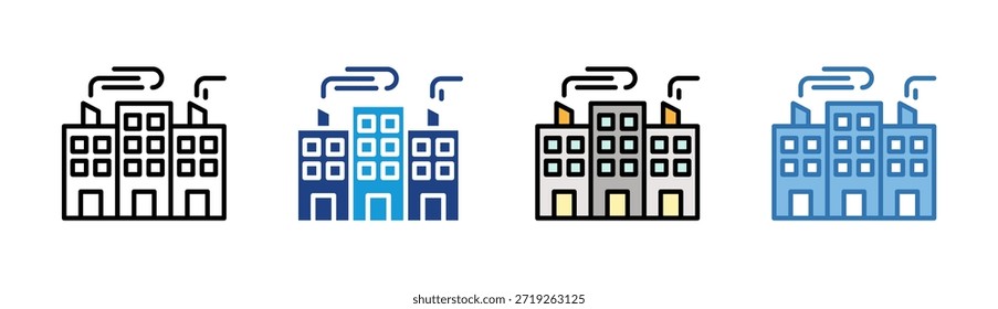 Office Building icon set multiple style collection