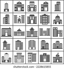 ilustración vectorial de conjunto de iconos de construcción de oficinas