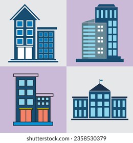 
office building icon set vector illustration