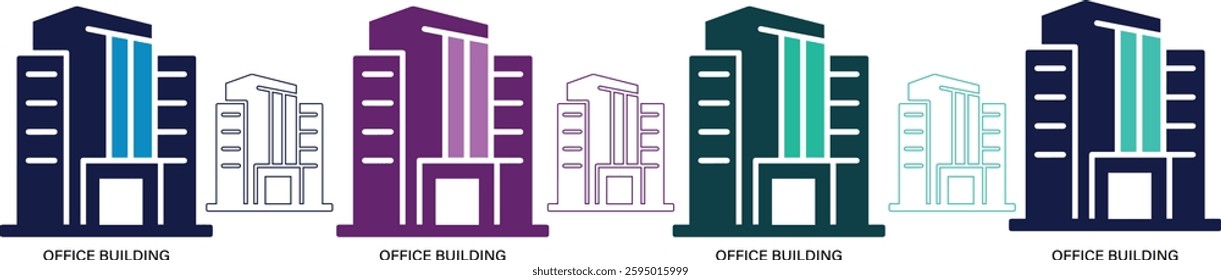 Office Building icon set You can easily change the color