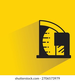 office building icon with shadow on yellow background