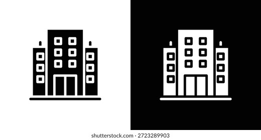 Hoja de icono de edificio de oficinas blanco y negro