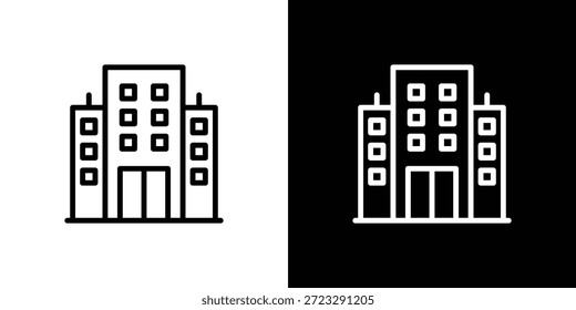 Hoja de icono de edificio de oficinas blanco y negro