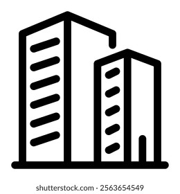 Office building icon with simple and line style