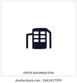 Office Building Icon solid vector icon with a bold, minimal design. Suitable for presentations, websites, apps, infographics, and various digital or print projects.