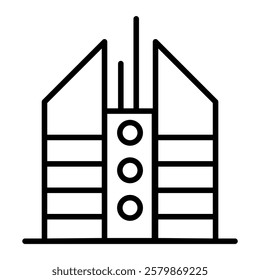 Office building icon in thin line style