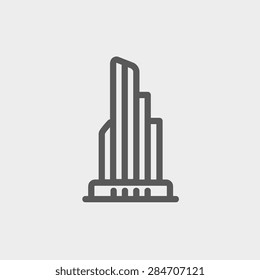 Office building icon thin line for web and mobile, modern minimalistic flat design. Vector dark grey icon on light grey background.