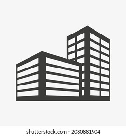 Office building icon. Two point perspective buildings vector illustration isolated on white background.