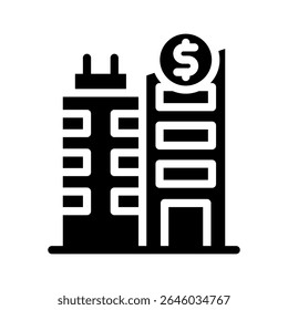 Diseño de Vector de icono de edificio de oficinas - estilo glifo de alta calidad