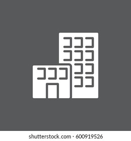 Office building icon vector, filled flat sign, solid white pictogram. Symbol, logo illustration. Pixel perfect