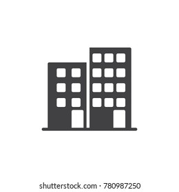 Office Building Icon Vector, Filled Flat Sign, Solid Pictogram Isolated On White. Business Center Symbol, Logo Illustration