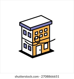 Icono de edificio de oficinas Vector stock con aislado sobre fondo blanco ilustración