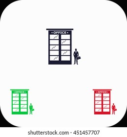 Office building Illustration set. Blue, green, red icon.