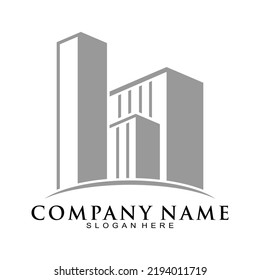 Logo de vector de ilustración de edificio de oficinas