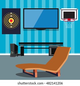 Office building interior. Cartoon flat colorful vector illustration.