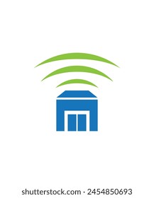 Office building with internet facility icon vector illustration
