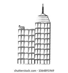 Office building isolated sketch