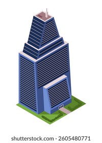 Office building, isometric skyscraper, modern apartments. Vector illustration, 3D design used for logos, infographics and city map creation