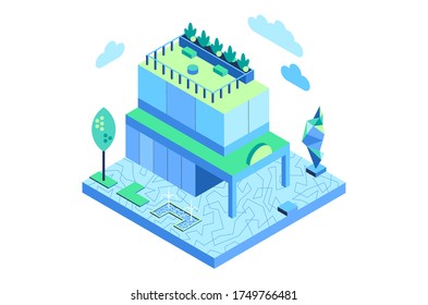 an office building in isometric style