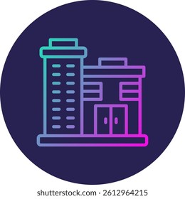 Office Building Line Circle Gradient Style