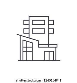 Office building line icon concept. Office building vector linear illustration, symbol, sign