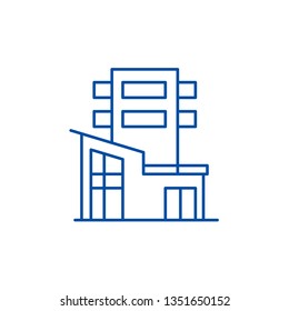 Office building line icon concept. Office building flat  vector symbol, sign, outline illustration.