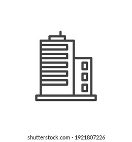 Office building line icon. linear style sign for mobile concept and web design. Skyscraper building outline vector icon. Symbol, logo illustration. Vector graphics