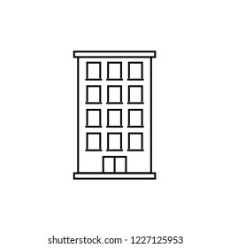 Office building line icon, outline vector sign, linear style pictogram isolated on white. Symbol, logo illustration.