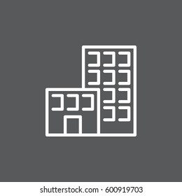 Office building line icon, outline vector sign, linear white pictogram. Symbol, logo illustration. Editable stroke. Pixel perfect