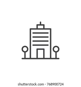 Office building line icon, outline vector sign, linear style pictogram isolated on white. Business center tower symbol, logo illustration. Editable stroke