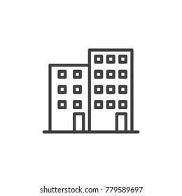 Office building line icon, outline vector sign, linear style pictogram isolated on white. Business center symbol, logo illustration. Editable stroke