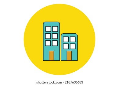 office building line icon vector design template for business