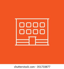 Office building line Icon für Web-, Mobil- und Infografiken. Vektorweißes Symbol einzeln auf rotem Hintergrund.