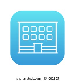 Office building line icon for web, mobile and infographics. Vector white icon on the blue gradient square with rounded corners isolated on white background.