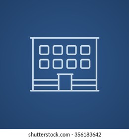 Office building line icon for web, mobile and infographics. Vector light blue icon isolated on blue background.