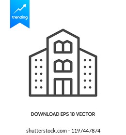 Office building line vector. A group of apartment units icon. Residential flat real estate property linear icon. Pixel perfect EPS file.