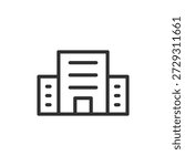 Office building, linear icon. Corporate workplace and business center. Line with editable stroke.