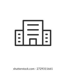Edificio de oficinas, icono lineal. Corporativa lugar de trabajo y centro de negocios. Línea con trazo editable.