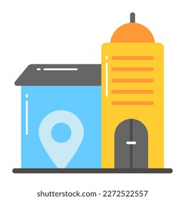 Office building location vector in modern style, easy to use icon