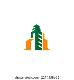 logotipo de construcción de oficinas en fondo blanco