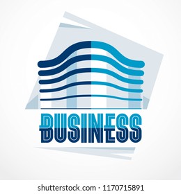 Office building, modern architecture vector illustration. Real estate realty business center design. 3D futuristic facade in big city. Can be used as a logo or icon.