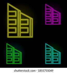 office building neon color set icon. Simple thin line, outline vector of building landmarks icons for ui and ux, website or mobile application