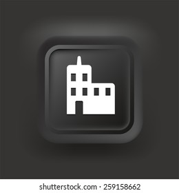 Office Building on Black Square Button