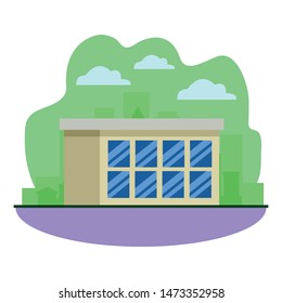 Office building on the street at cityscape ,vector illustration graphic design.