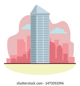 Office building on the street at cityscape urban scenery ,vector illustration graphic design.